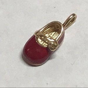 10K Vintage Red Enamel Baby Shoe Charm